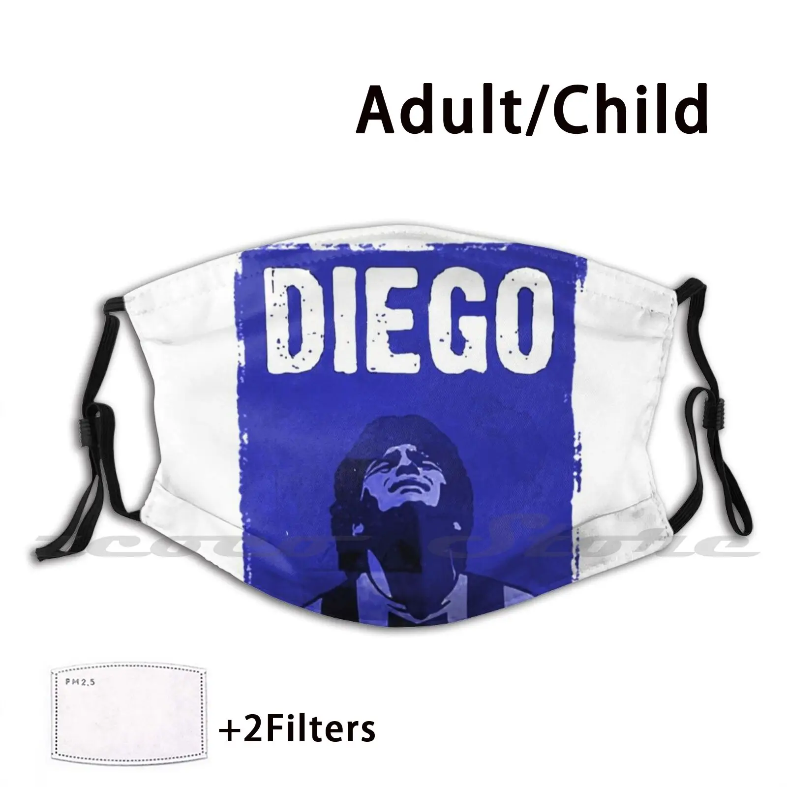 Diego | Football | Sports Mask Cloth Reusable Print Filter Washable Maradona Argentina Football Diego Napoli Diego Maradona