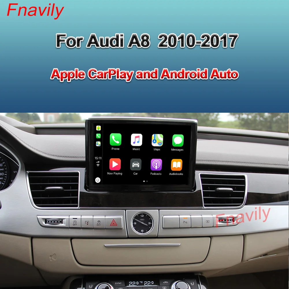 

Fnavily OEM Retrofit Wireless CarPlay Box Waze Google Map For Audi A8 Apple CarPlay and Android Auto Retrofit Kit 2010-