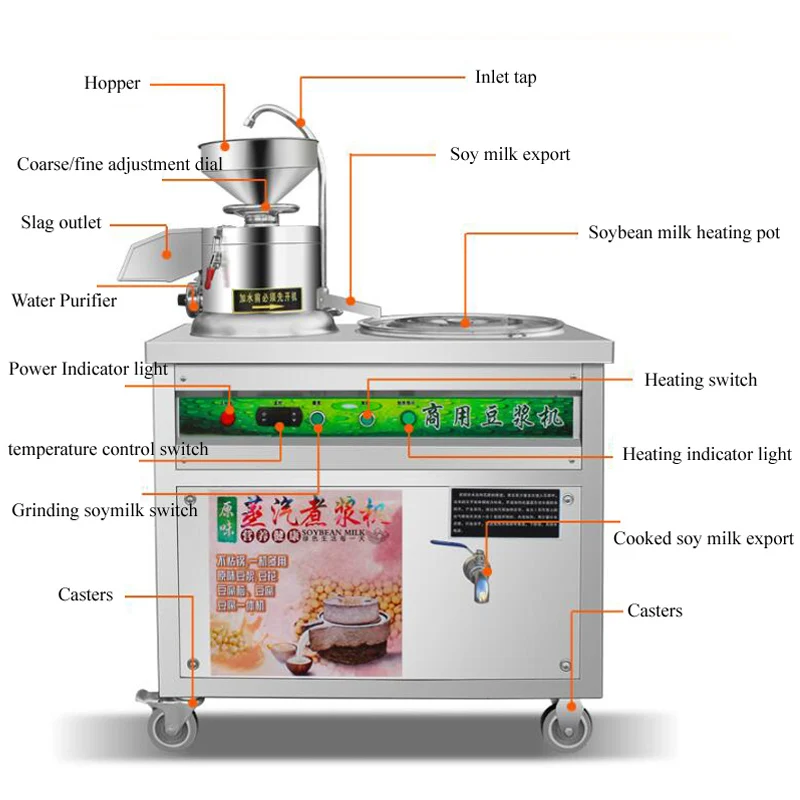 Grote Sojamelk Machine Ontbijt Redfin Apparatuur Multifunctionele Sojamelk Residu Separator Granen Volautomatische Commerciële