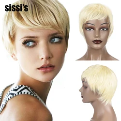 Pixie Cut Short Wigs Ombre Blond Brown Orange Colored Synthetic Hair Wigs for Black Women Cheap Short Sythetic Hair Wigs 8 Color