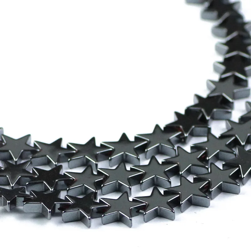 6/8/10MM Pentagram Five-Pointed Star Black Hematite Natural Stone Charms Loose Beads For Jewelry Bracelet Making DIY Accessories