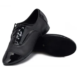 Men Professional Genuine Leather Prom Party Ballroom Latin Tango Modern Samba Rumba Salsa Suede Dance Shoes 2Heels EU39-45 Black