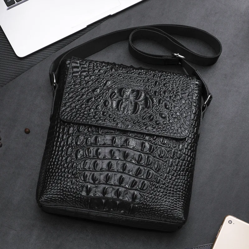 Men\'s Genuine Leather Shoulder Bag For Men Casual Crossbody Crocodile Messenger Bag Male Classic Bags Guarantee Men\'s Bags