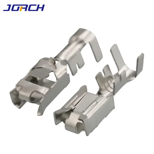 Imagen 1 del producto Terminal de alambre de latón engarzado hembra para coche, Terminal eléctrico de estaño y cobre para altavoz, para Delphi 6,3, 50 piezas, 12033769mm