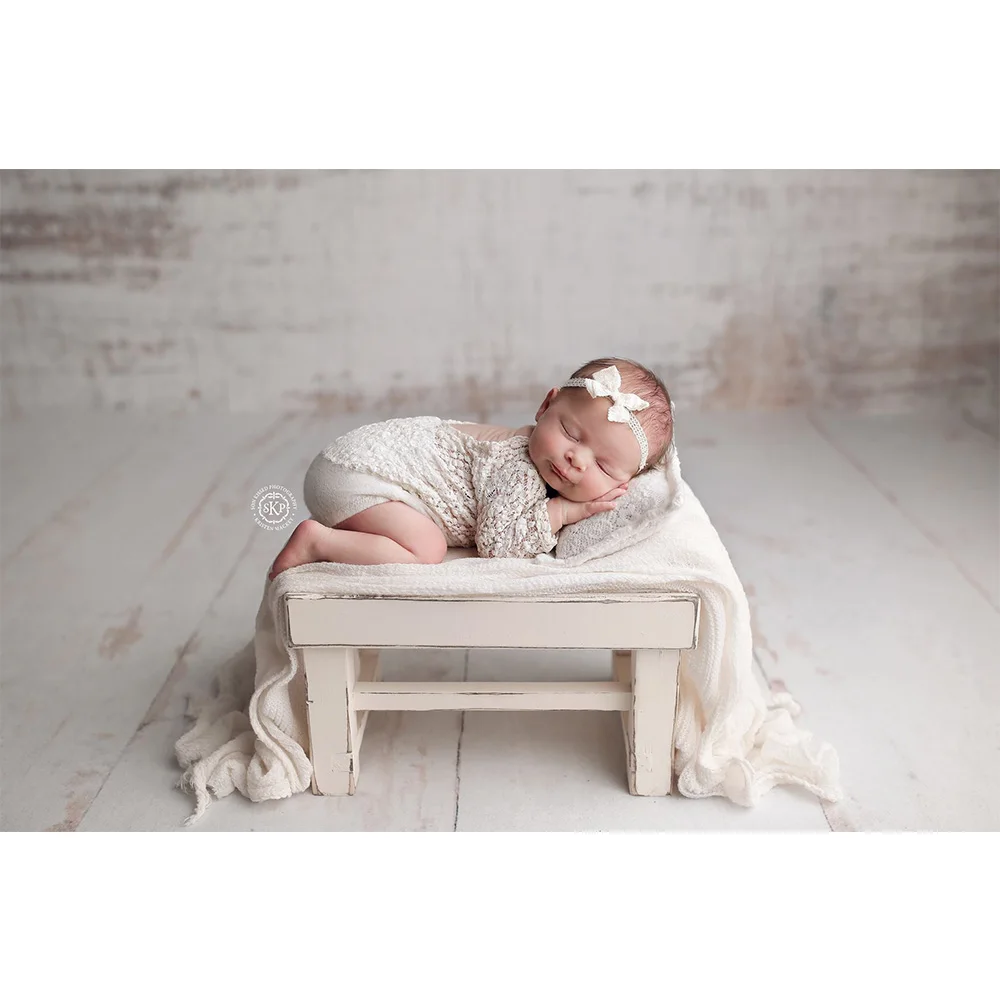 White Dirty Wooden Wall Photography Newborn Children Baby Birthday Portrait Background Studio Props Wood Floor Photo Shoot