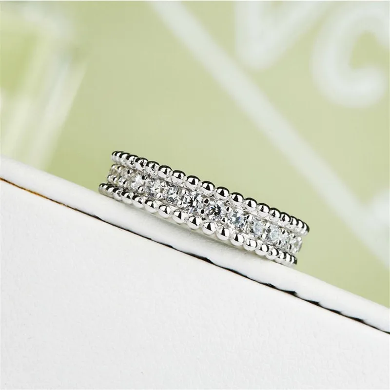 Office lady 925 Sterling Silver Ring Pave AAAAA Cz Engagement Wedding Band Rings for Women Bridal Fashion Party Jewelry Gift