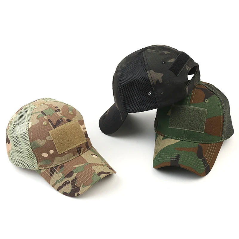 Tactical Caps Camouflage Hat Simplicity Camo Hunting Mesh Cap Hat Outdoor Sport Snapback Stripe