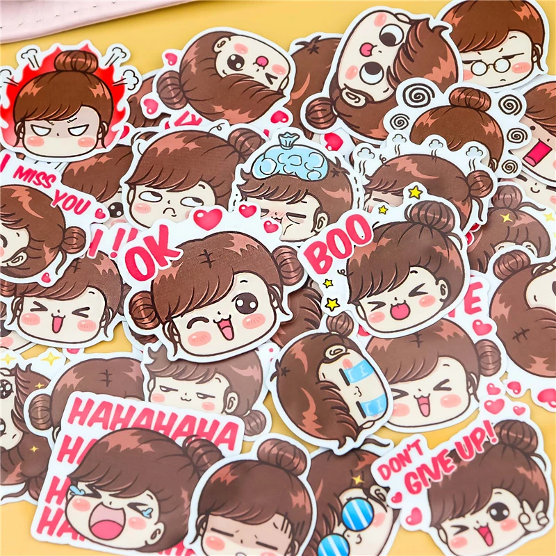 40pcs Colorful LINE Expression Boobib Girls Stickers Diary Photo Album Decoration DIY Ablum Diary Scrapbooking Label Sticker