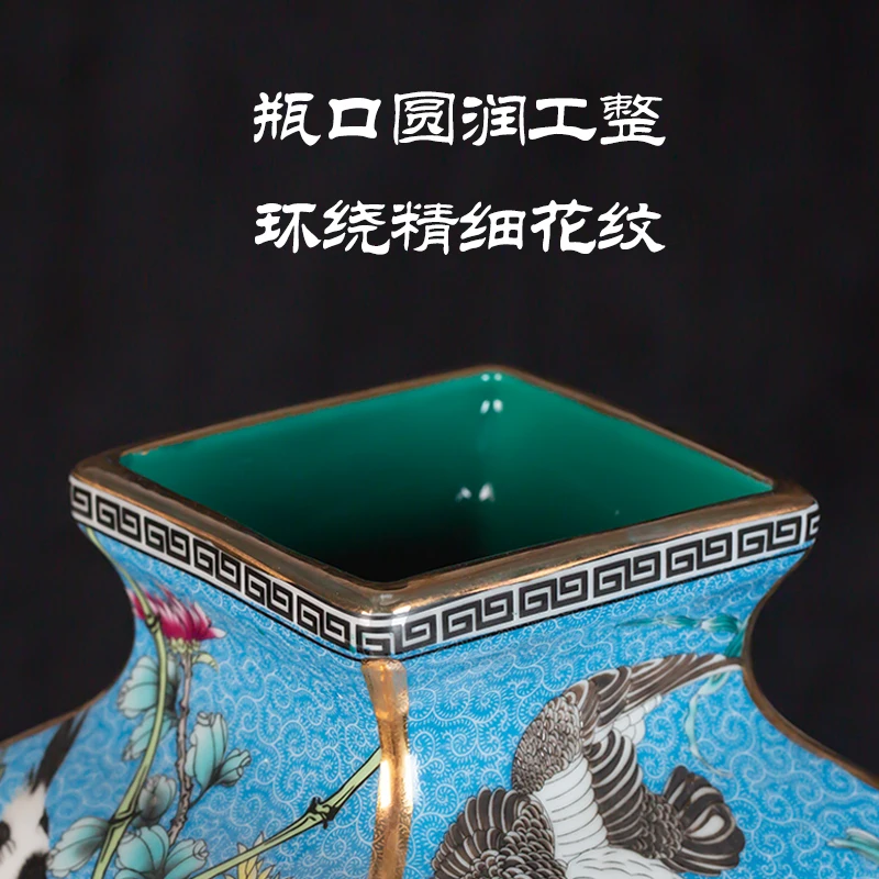 Qianlong enamel vase Jingdezhen home furnishing living room antique frame antique ornaments as old ceramic ornaments