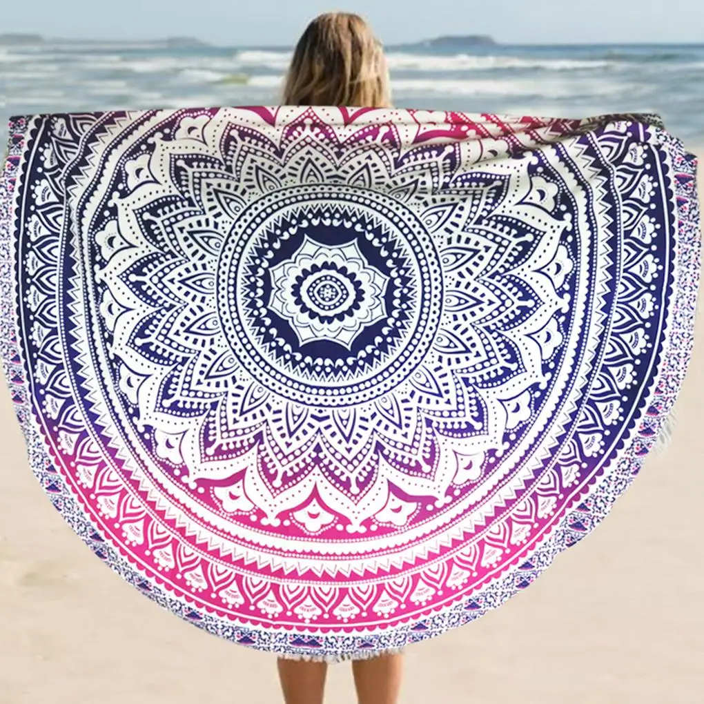 Fader Color Round Chiffon Tippet Tablecloth Beach Towel Round Mat