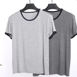 Summer Thin Modal Short Sleeve T-shirt Men's One Piece Casual Top Loose Bottomed Shirt Home Pajamas Solid Broadcloth Sleep Tops