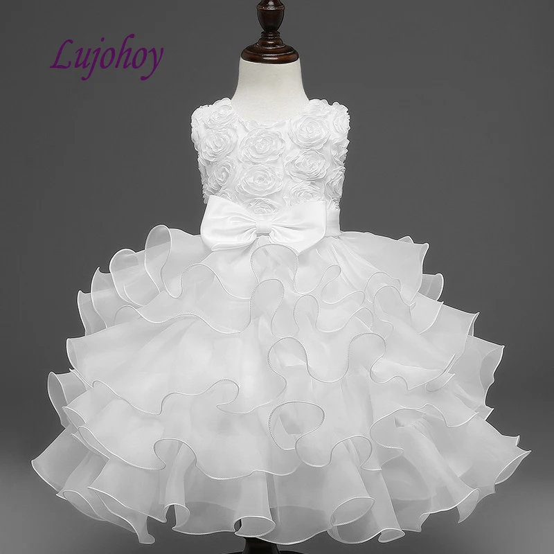 

White Baby Flower Girl Dresses for Weddings Party Prom Flowergirl Kids Pageant Dresses for Girls First Communion Dresses