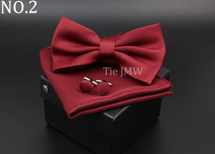 Herren Klassische Helle Farbe Bowtie Set Grün Rosa Blau Rot Fliege Manschettenknöpfe Hochzeit Krawatten Taschentuch Party Geschenk Krawatte Hemd zubehör – Detail 2
