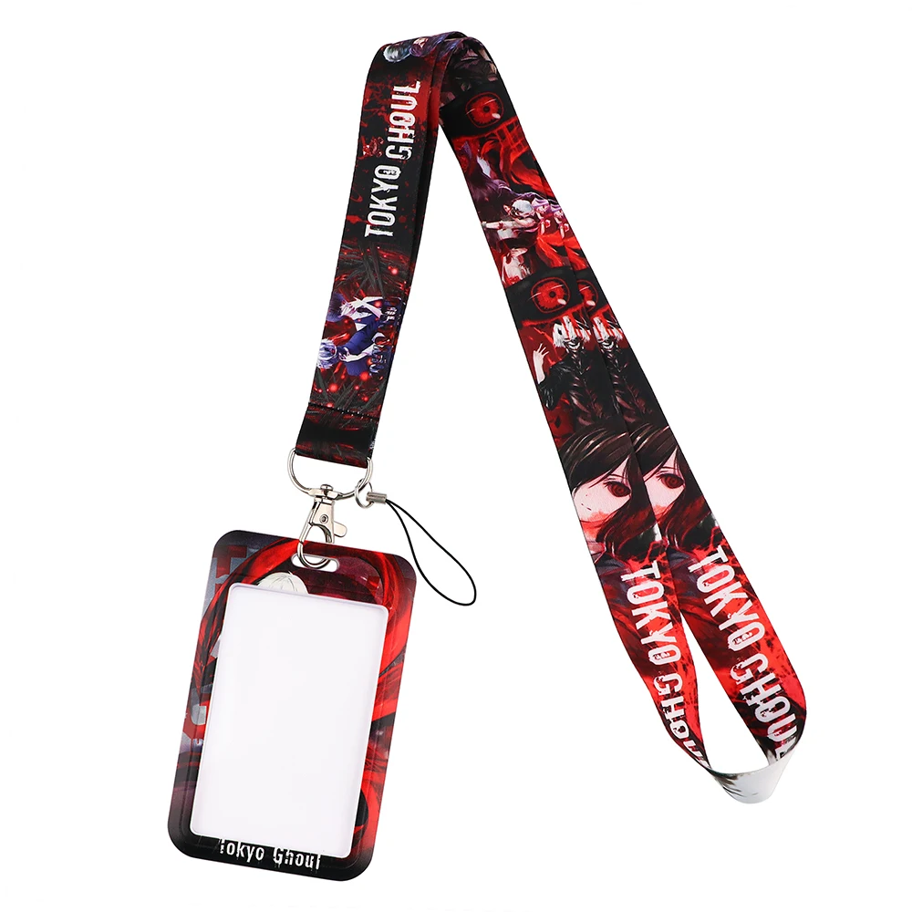 Anime Tokyo Ghoul Porta carte con cordino Studente appeso al collo Cordino per cellulare Porta carte di accesso per metropolitana