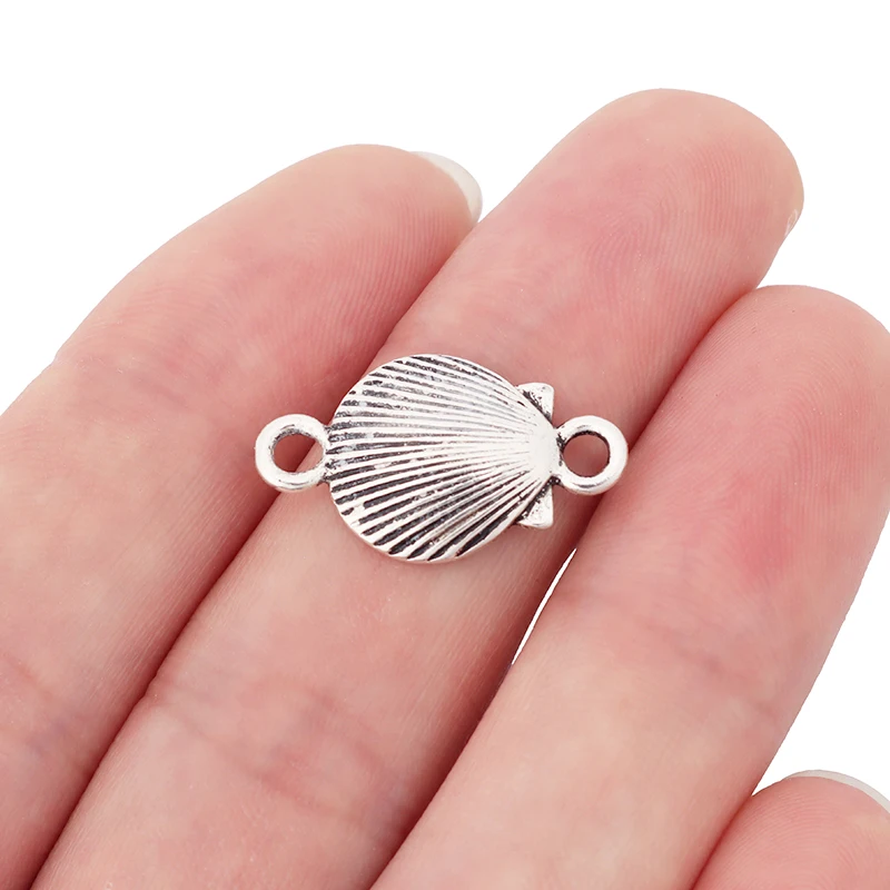 20 x Tibetan Silver Scallop Seashell Shell Connectors Charms Pendants for DIY Bracelet Jewelry Making Findings Accessories