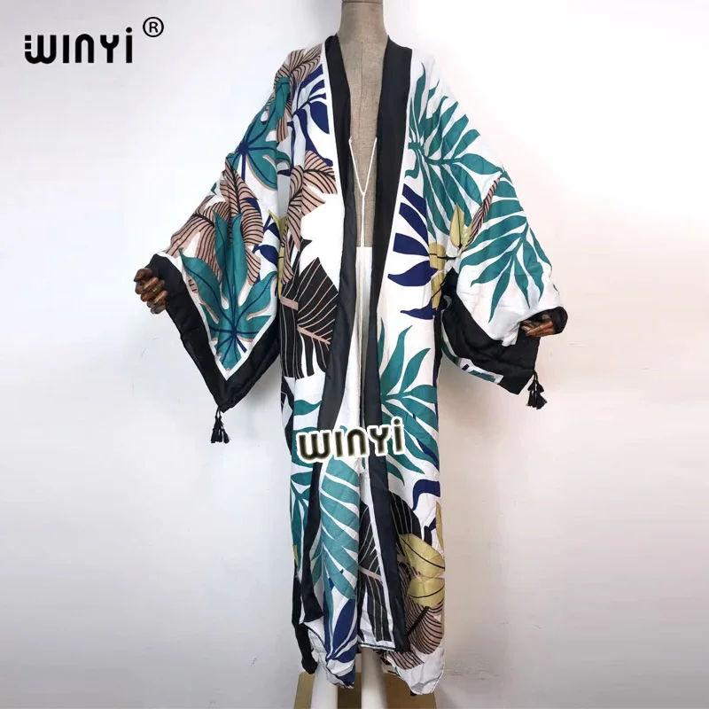 Kuwait Autumn  Women Cardigan Loose Long Dress Cocktail Party Boho Maxi African Holiday Batwing Sleeve Silk Traf  Robe Kimono