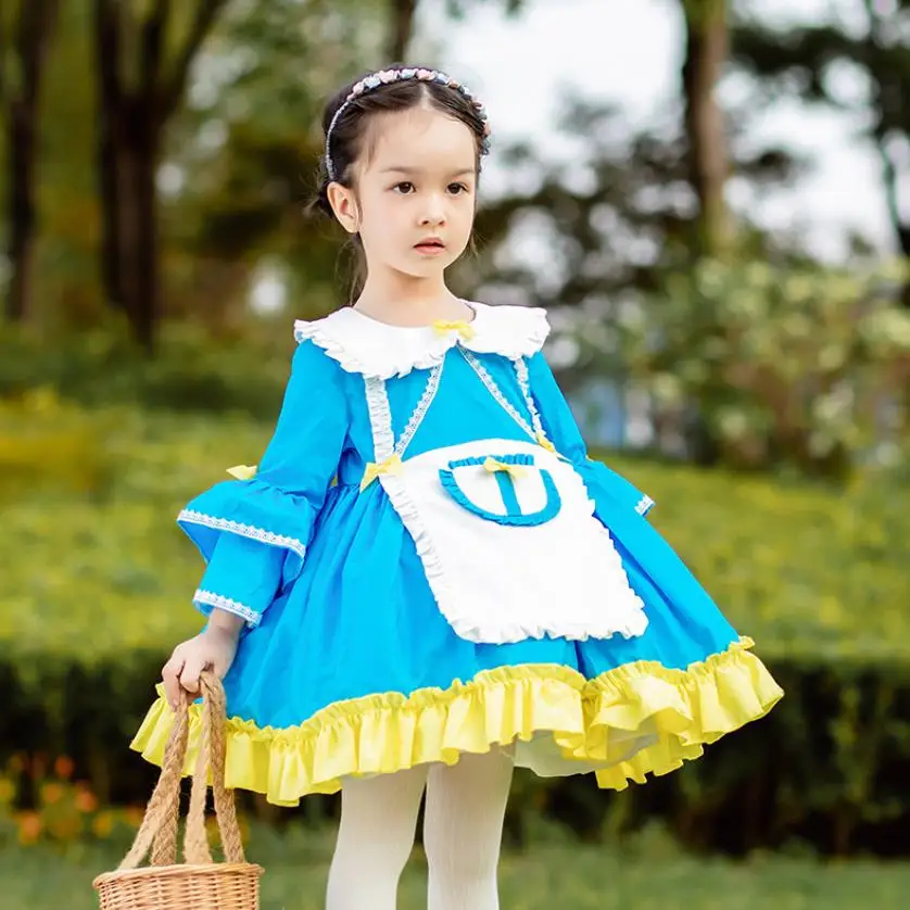 

Baby Clothing Spanish Lolita Long Sleeve Lace Ruffles Sweet Cute Ball Gown Birthday Party Easter Princess Dress For Girls Y3817