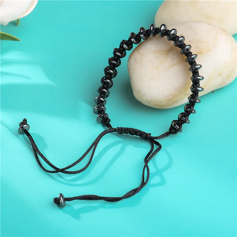 Women Men 3Pcs/Sets Adjustable Bracelet Braided Natural Hematite Stone Geometry Bead Bracelet Bangles Sets Pulseira Masculina - Image 4
