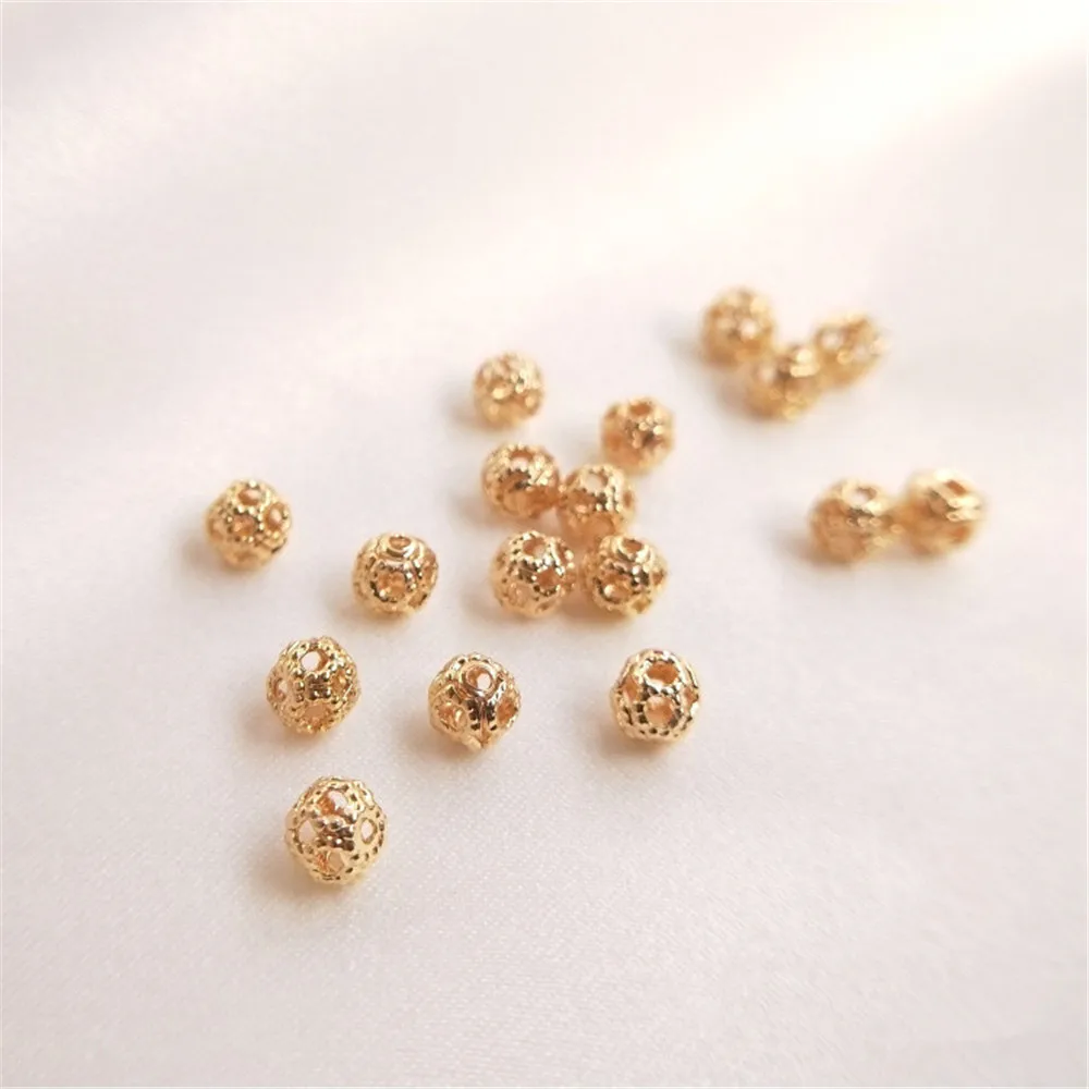 

14K plated gold Bead color preservation hollow bead floret ball loose bead DIY hand - made first accessory material