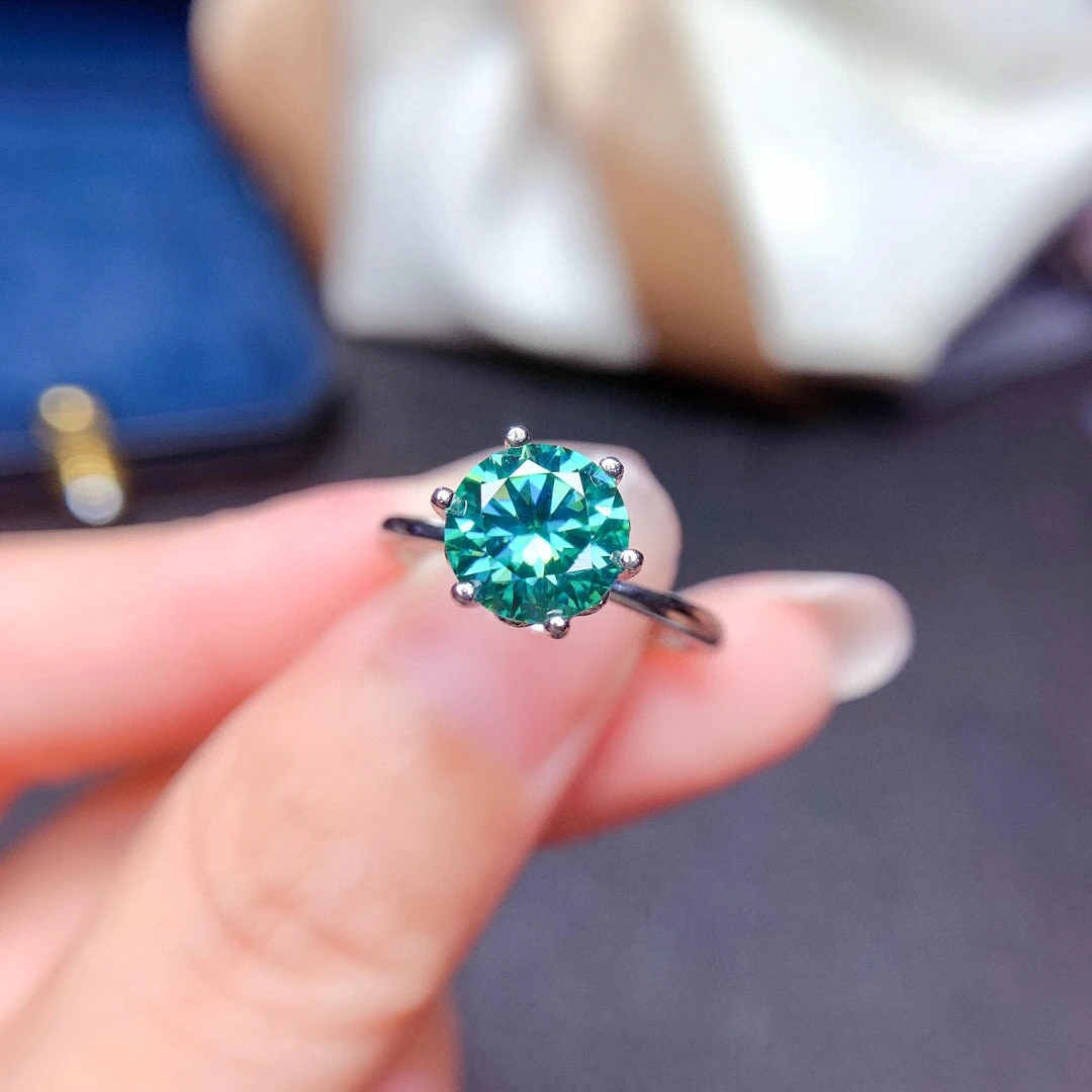 

2021 crackling green moissanite gemstone ring for women jewelry engagement ring for wedding 925 silver ring birthday gift love