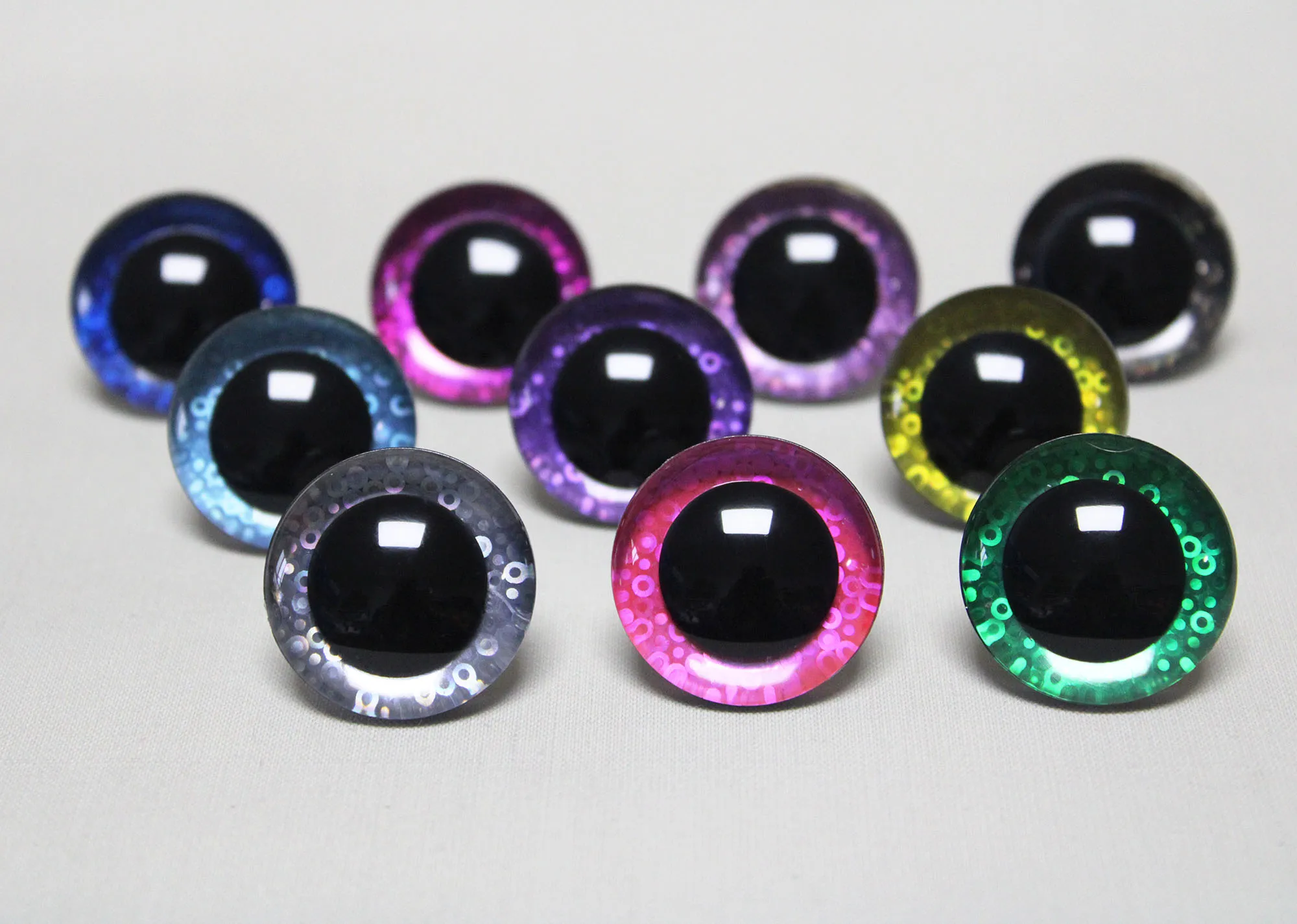 20 Stück Masckaszem 14 mm bis 35 mm weiße Pupillen, 3D-komische, runde Glitzer-Spielzeugaugen mit harter Unterlegscheibe für Plüschpuppen – HC10 – Detail 33