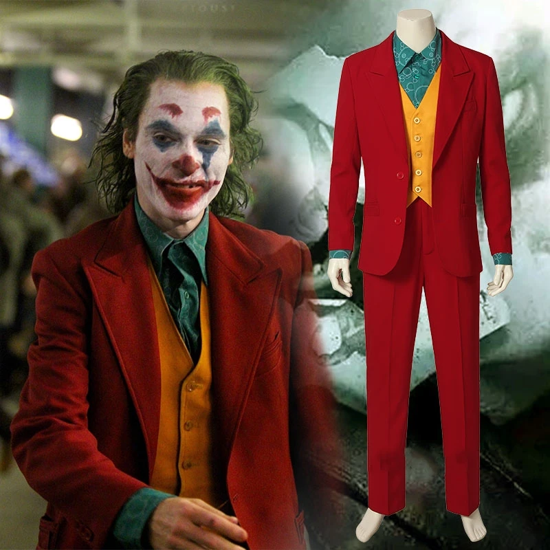 

NEW cosplay Heath Ledger RED role-playing suit Halloween men's movie Dark Knight clown costume red jacket full set