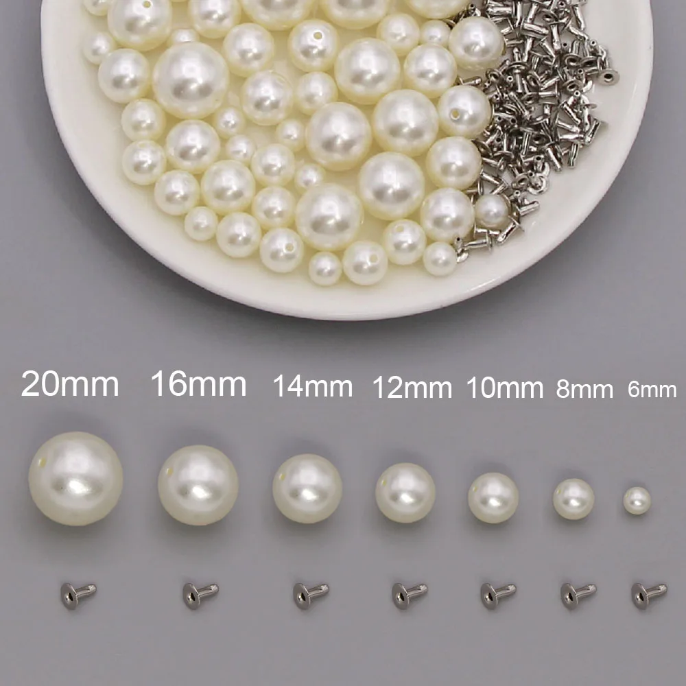 10/50/100Packs Rivet Acryl Beads Imitation Pearls Rivets Studs For Clothes/Bags/Shoes Studs Button 6/8/10/12/14/16/20MM Spikes