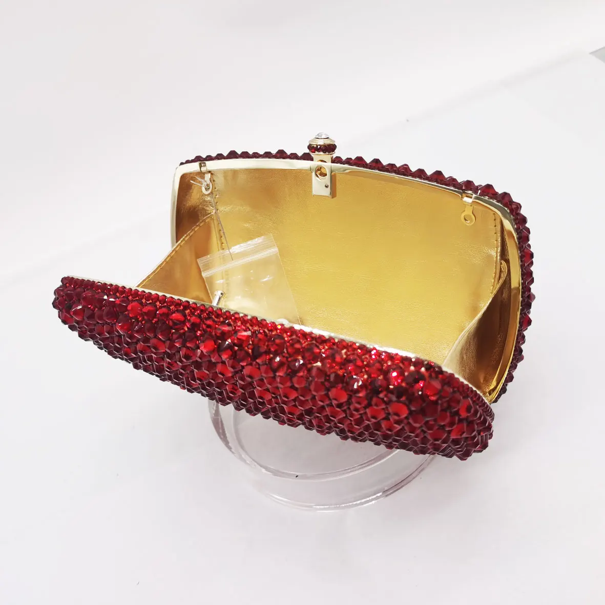 DIY Customized Luxury Wine Crystal Diamond Evening Bags Women Party Wedding Handbags Ladies Pouch Pink Clutch