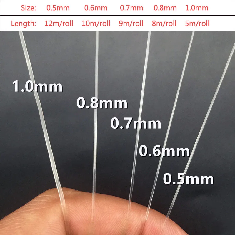 Camal 10rolls  DIY Jewelry Bead Thread 0.5-1.0mm Transparent Bead Elastic Fish Line Crystal Line Accessory for Necklace Bracelet