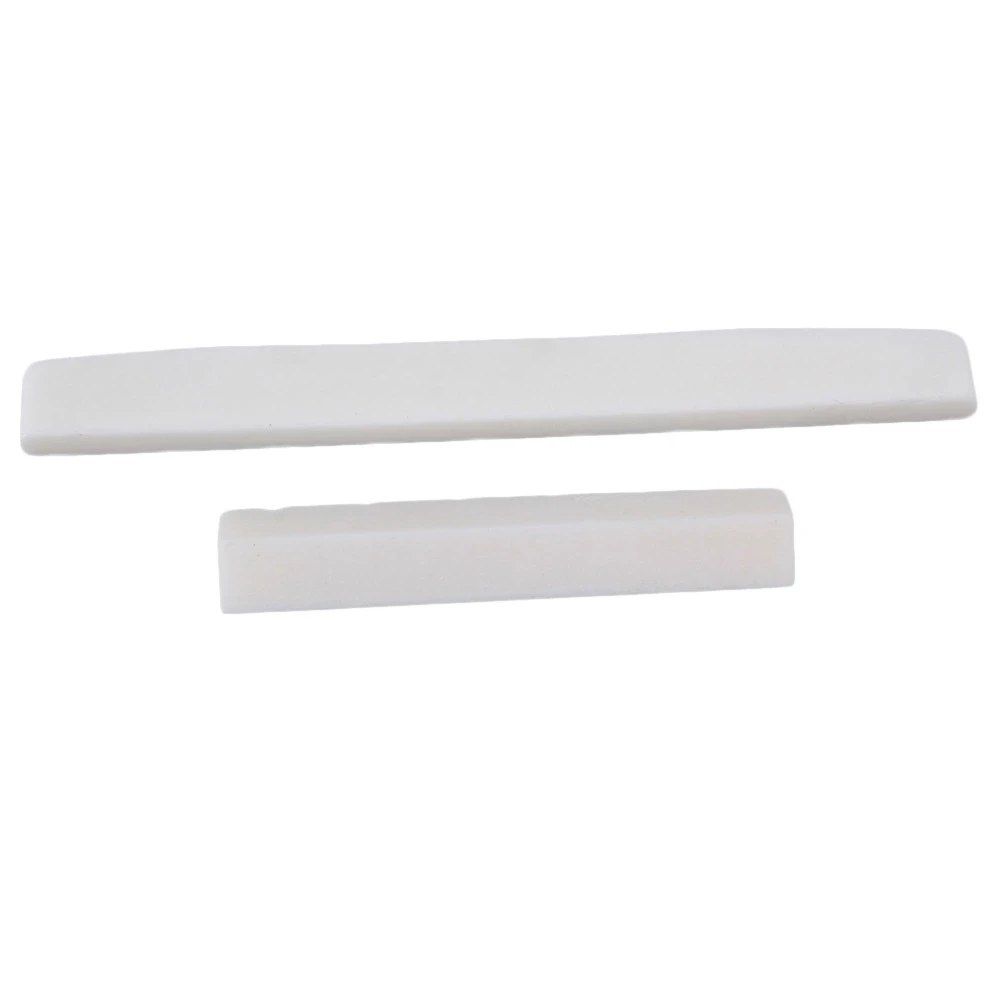 White 2 in 1 Durable Guitar Real Bone Bridge Saddle Nut Set for Folk Gui