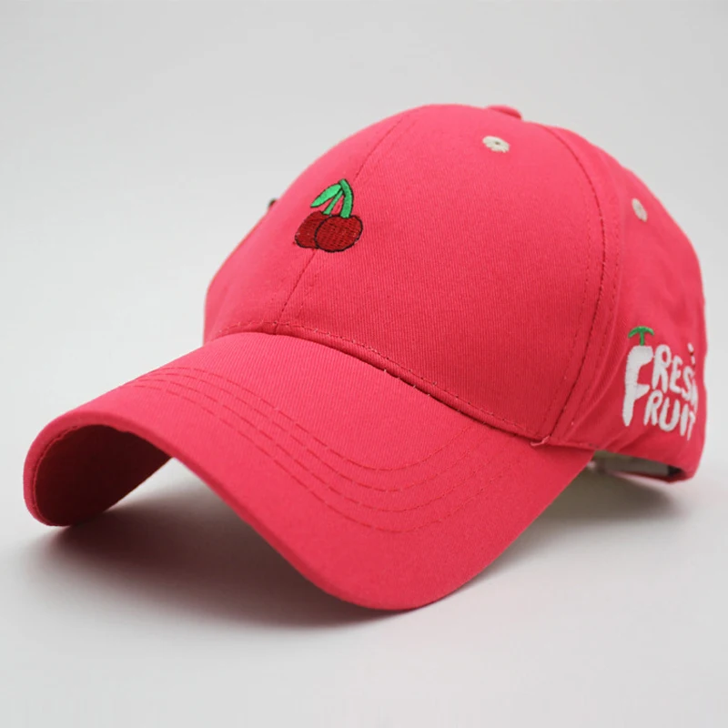 New Arrival Spring Leisure Fresh Fruit Embroidery Hat Strawberry Banana Cherry Orange Peach Baseball Cap For Women