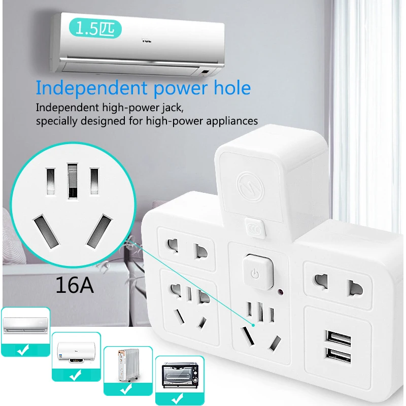 Smart Socket Timing Energy Saver Wall Electrical Socket with Switch USB 220V CN Plug Power Strip Overcurrent  Protection