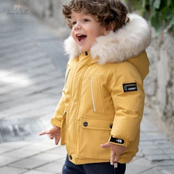 DBJ19499 dave bella winter baby unisex fashion solid hooded down coat children 90% white duck down padded kids jacket