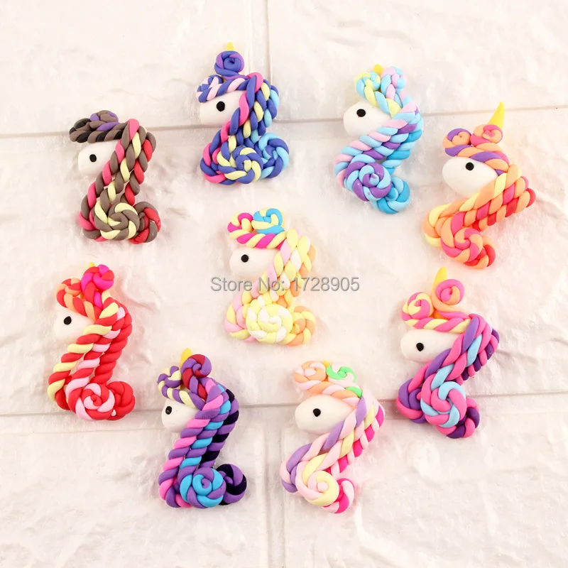 Slime Charms Beads Colorful Unicorn Clay Cabochon Kawaii flatback 20pcs for Phone case or DIY crafts girls Room Decoration