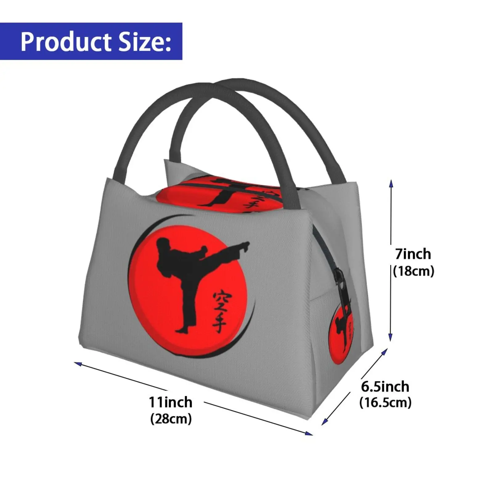 Cooler Lunch Bag Picnic Bag Karate Lifestyle-Karate Kanji Design Karate Kanji Kick Martial Arts Kung Fu Tae