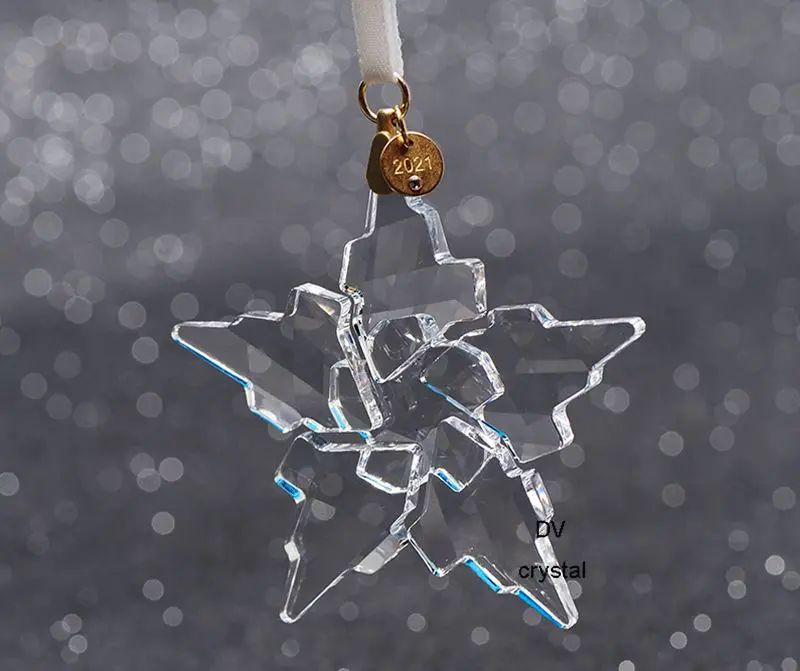 

2021 New Car Hanging Pendant Austrian Crystal Snowflake Star Decoration Suspension Ornaments Hanging Decoration Christmas Gifts