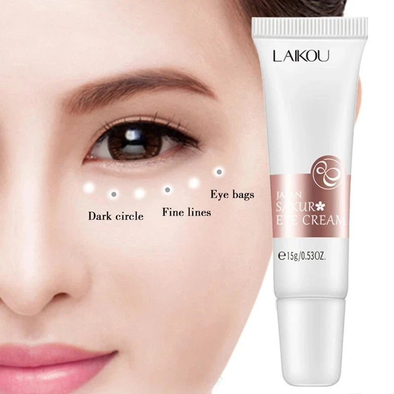 LAIKOU Sakura Essence Extract Eye Cream Anti-Aging Firming And Smooting Wrinkles Anti-Puffiness Dark Circle Brighten Eyes Skin