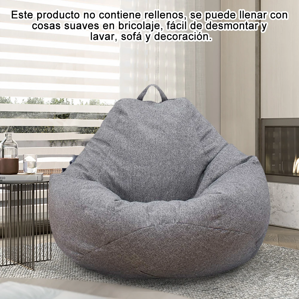 Copri Divano A Sacco In Tessuto Di Lino: Fodera Per Pouf E Sedie Tatami, Con Ricarica In Polistirolo (2kg / 120L)