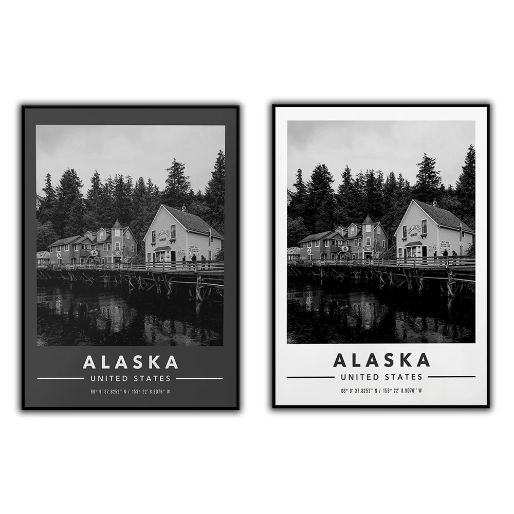 Alaska City and Coordinates Print, Alaska Art , Alaska Unique Poster, Alaska Wall Art, Alaska Travel, Alaska Souvenir Home Decor