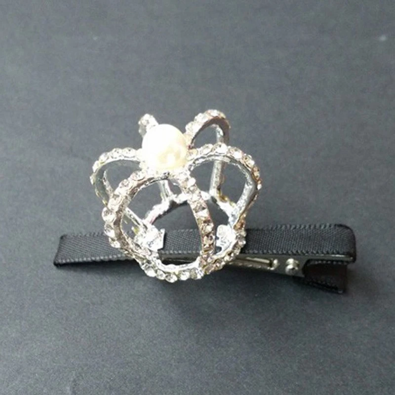 Silver Plated Crystal Crown Hairpins Trendy Bridal Hair Accessories for Women Rhinestone Mini Metal Hair Tiara Clips