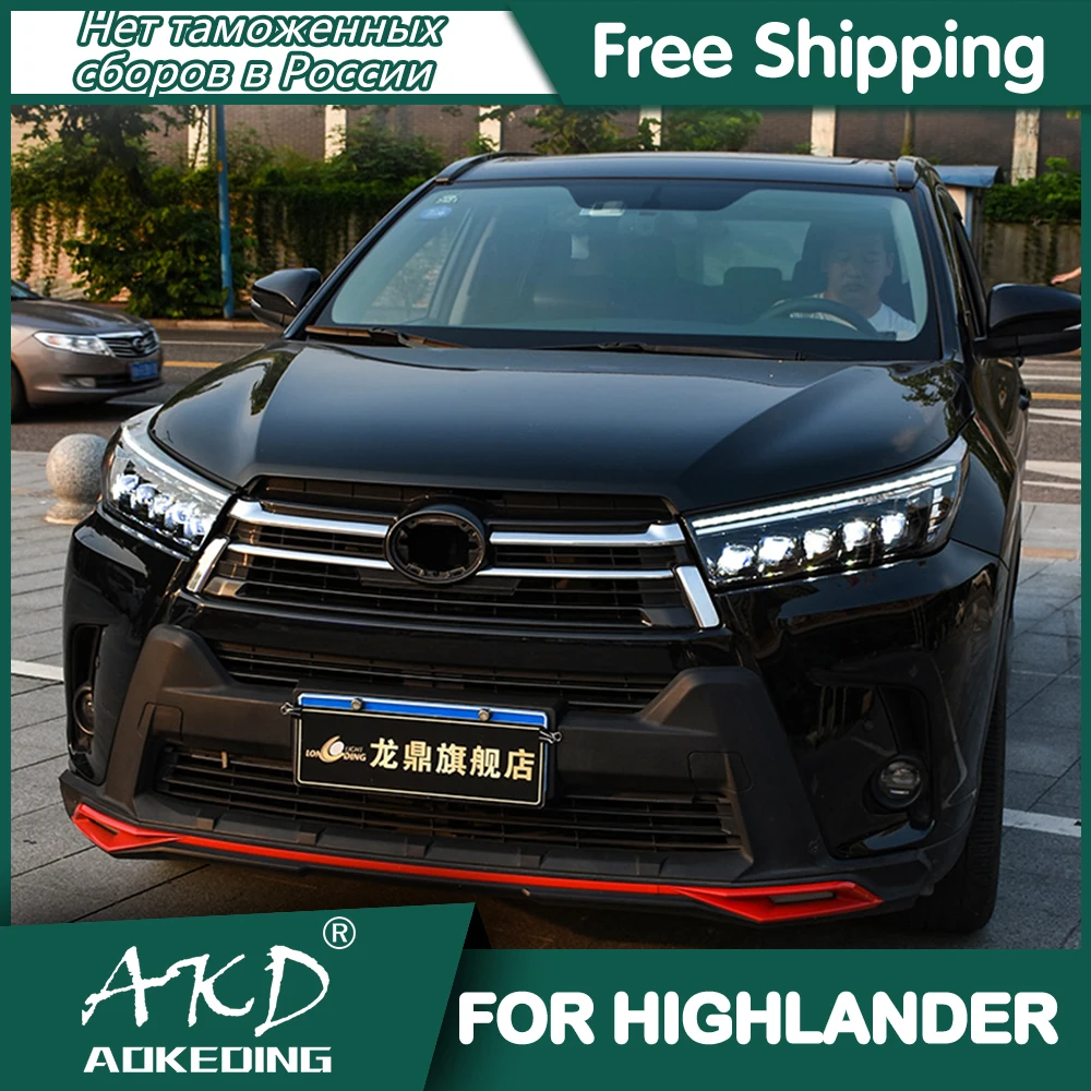 

For Toyota Highlander Head Lamp 2018-2022 Car Accessory Fog Lights Day Running Light DRL H7 LED Bi Xenon Bulb Headlights