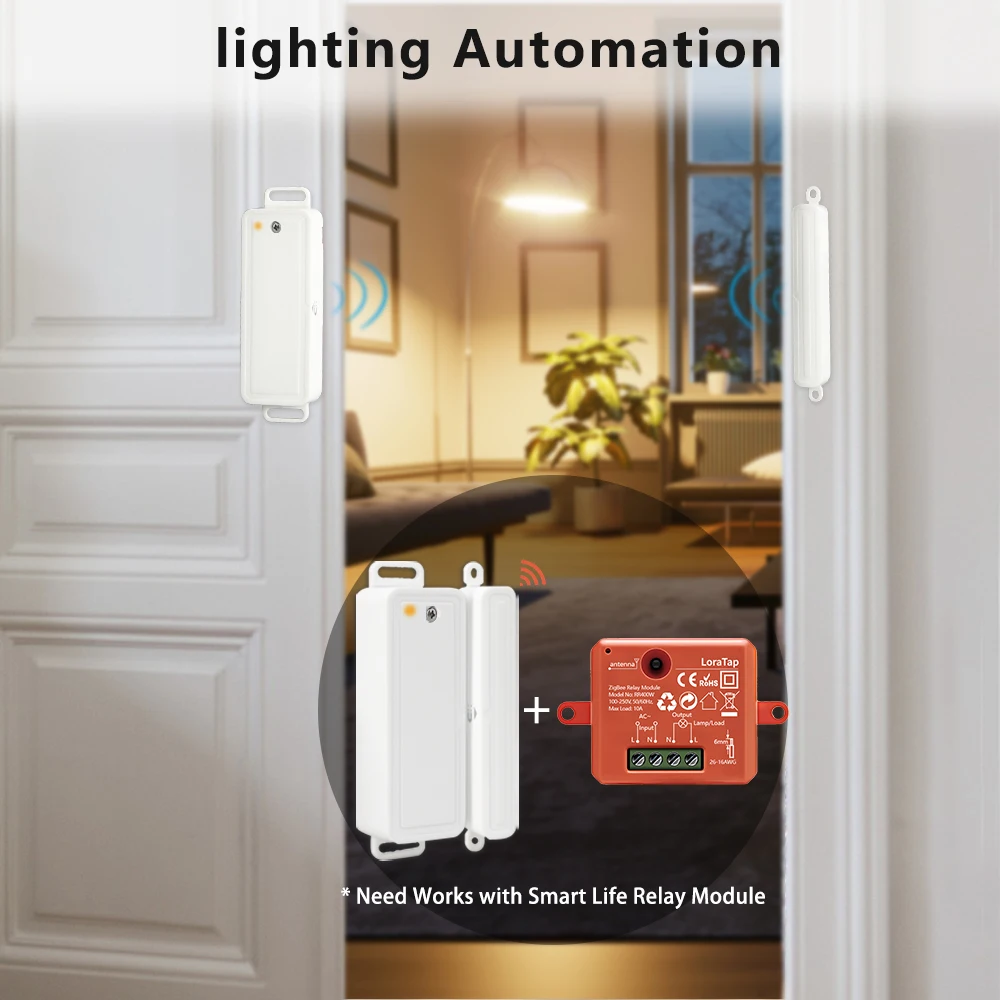 LoraTap ZigBee 3.0 Door and Window Sensor Tuya Smart Life App Open Close Detectors Voice Control via Alexa Google Home