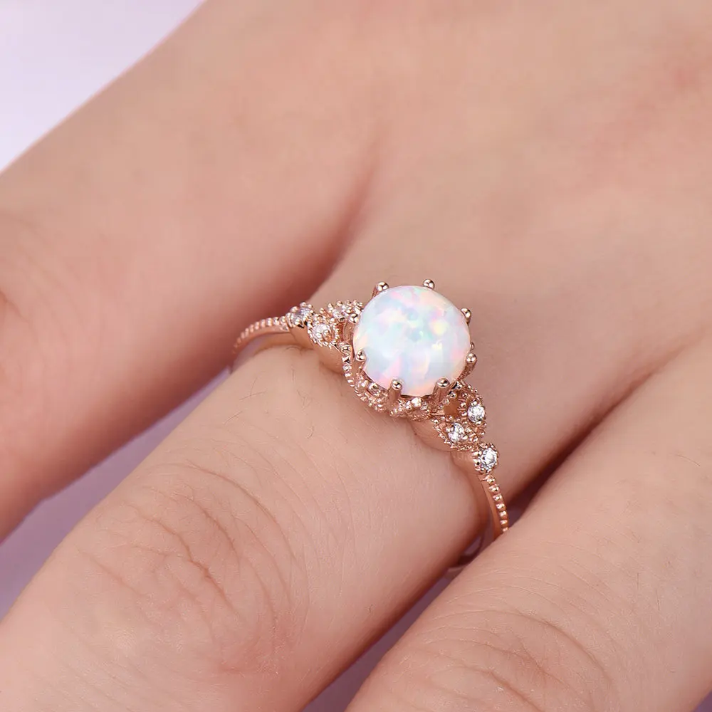 New  925 Sterling Silver Ring Opal Opal Ring Wedding Ring Female High Jewelry Gift