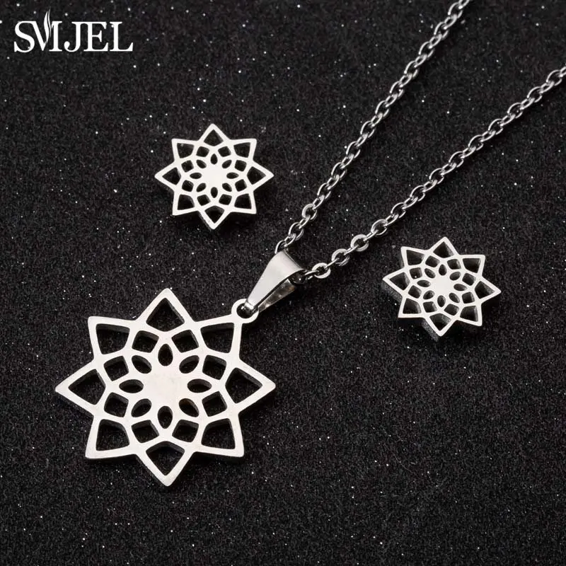 Winter Fashion Snowflake Necklace & Earrings Set