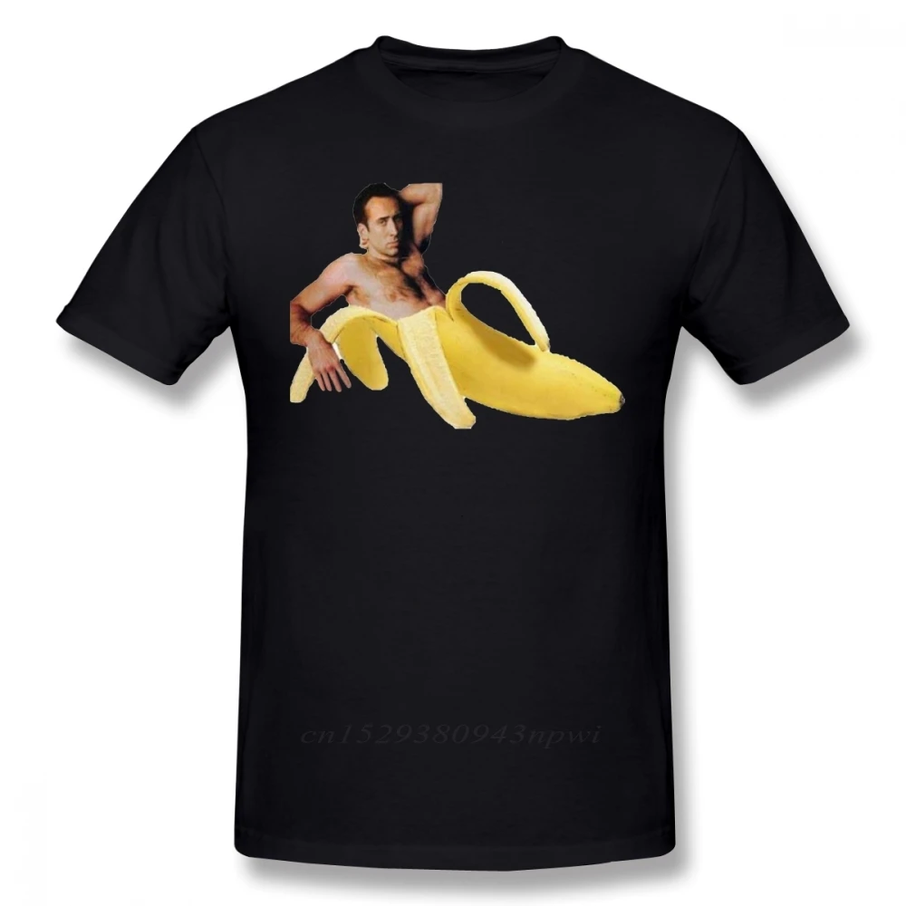 Mlg T Shirt Nicolas Cage In A Banana Original Yellow T-Shirt Short Sleeve Summer Tee Shirt Fun Graphic 100% Cotton Mens Tshirt