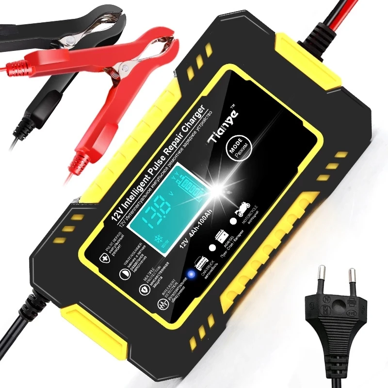 Full Automatic Car Battery Charger 12V 6A Digital Display Battery Charger Power Pulse Repair Chargers Wet Dry Lead Acid