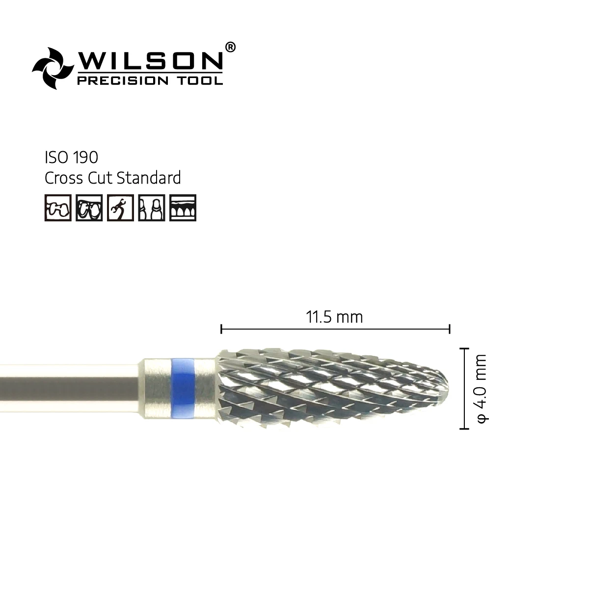 WilsonDental Burs 5000348-ISO 274 190 040 Tungsten Carbide Dental Burs for trimming Plaster/Acrylic/Metal