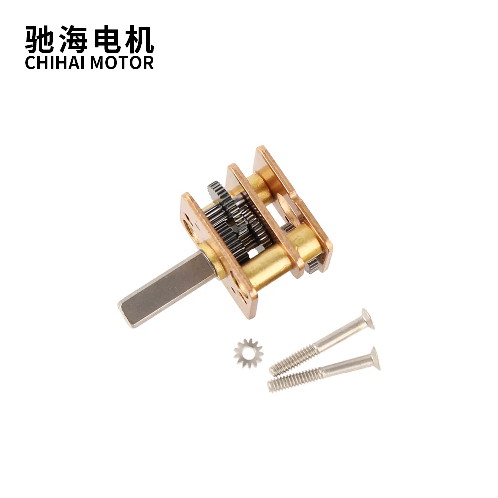 CHF-GM12 4.4mm Length D Shaft Square Brass Reducer Gearbox 12mm*10mm DIY N10 N20 N30 10BY 15BY DC Gear Motor Parts