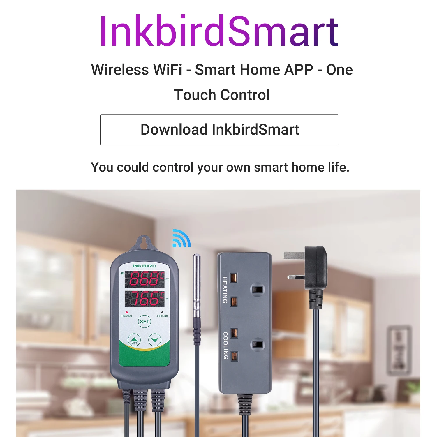 INKBIRD Smart Thermostat Dual Relay Temperature Controller ITC-308-WIFI Supports IOS & Android for Greenhouse,Terrarium,Carboy