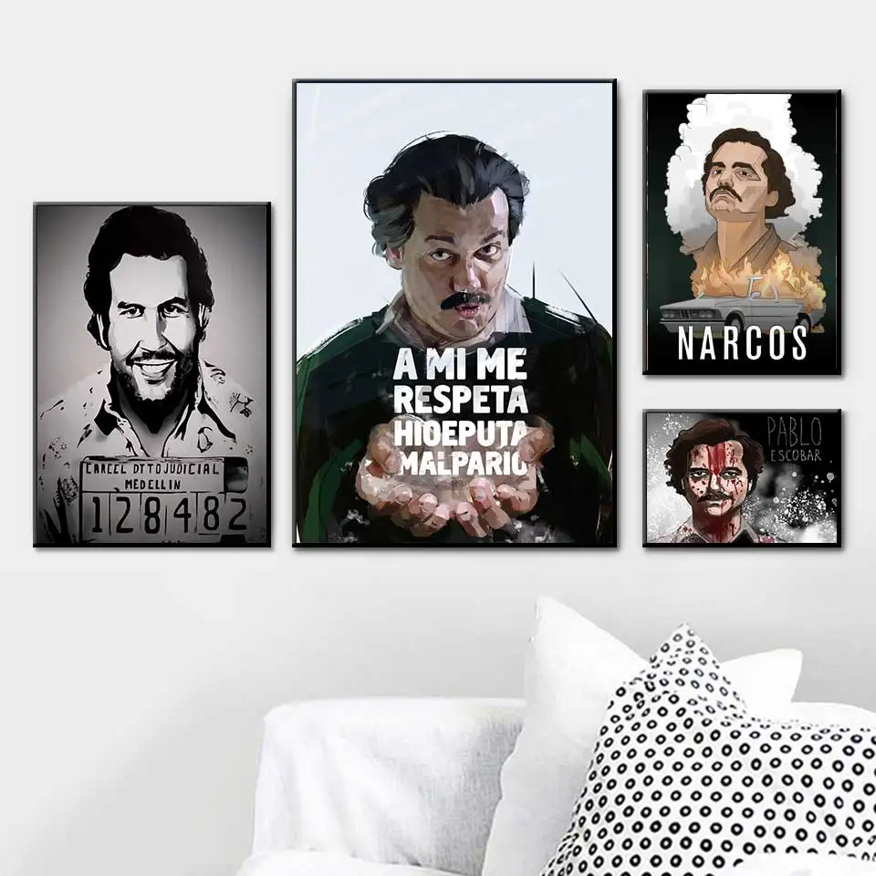 Pablo Escobar Character Retro Poster Legend Print Wall Art Canvas Living Room Home Decor Picture